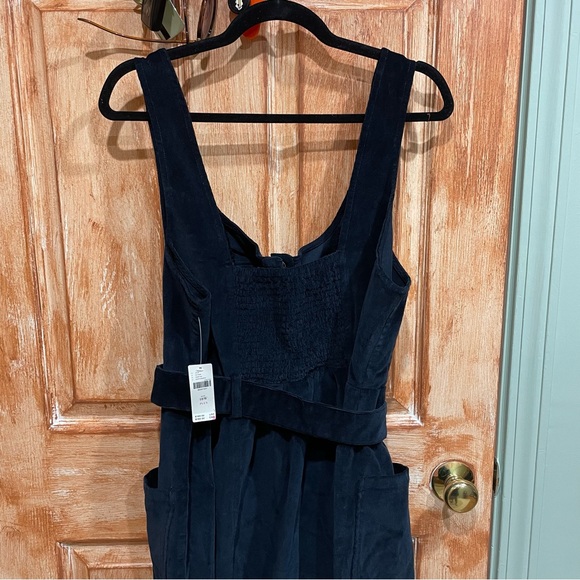 Anthropologie 18W Corduroy Slim Midi Navy & Gold Plus 2X Pinafore Dress As-Is - Picture 7 of 12